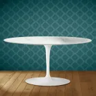 Tavolino Tulip Saarinen Ovale H 41 in Ceramica Salina Made in Italy - Scarlet Viadurini