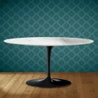 Tavolino Tulip Saarinen Ovale H 41 in Ceramica Salina Made in Italy - Scarlet Viadurini