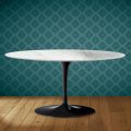 Tavolino Tulip Saarinen Ovale H 41 in Ceramica Salina Made in Italy - Scarlet