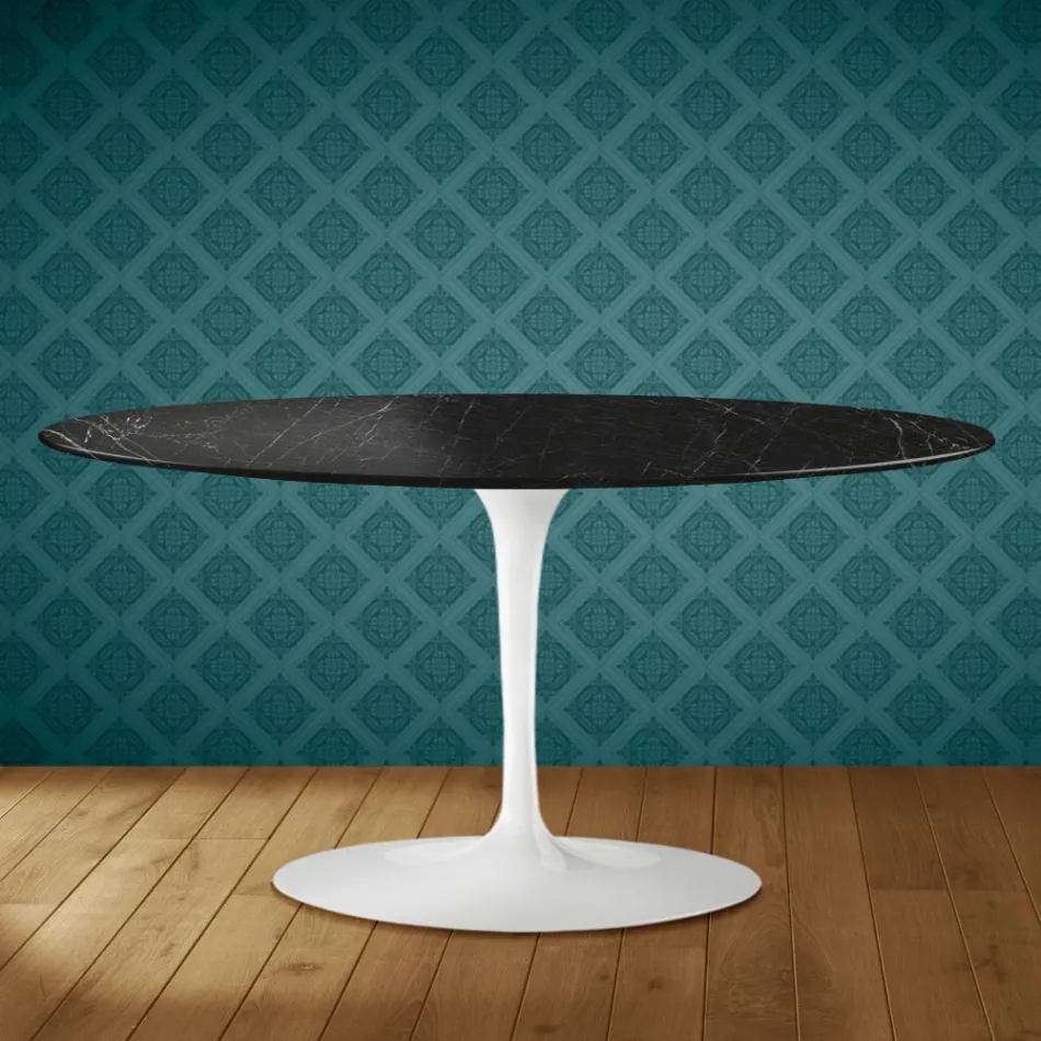 Tavolino Tulip Saarinen Ovale H 41 in Ceramica Somnia Made in Italy - Scarlet Viadurini