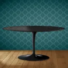 Tavolino Tulip Saarinen Ovale H 41 in Ceramica Somnia Made in Italy - Scarlet Viadurini