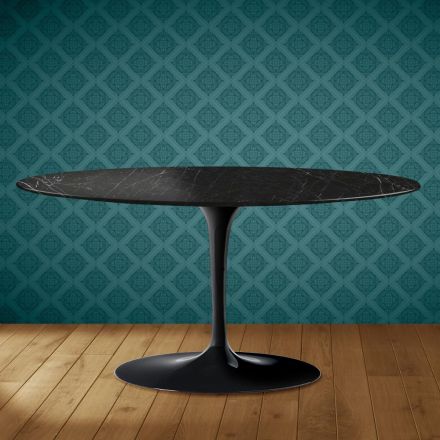 Tavolino Tulip Saarinen Ovale H 41 in Ceramica Somnia Made in Italy - Scarlet Viadurini