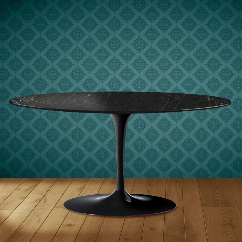 Tavolino Tulip Saarinen Ovale H 41 in Ceramica Somnia Made in Italy - Scarlet Viadurini