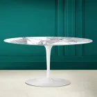 Tavolino Tulip Saarinen Ovale H 41 in Statuario Altissimo Made in Italy - Scarlet Viadurini