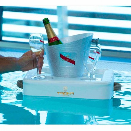 Tavolino – vassoio galleggiante di design in ecopelle nautica Trona Viadurini