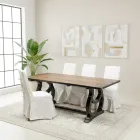 Tavolo 200x100 cm in Legno di Pino e Base in Finitura Wash Antichizzato - Aieta Viadurini