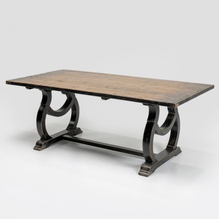 Tavolo 200x100 cm in Legno di Pino e Base in Finitura Wash Antichizzato - Aieta Viadurini