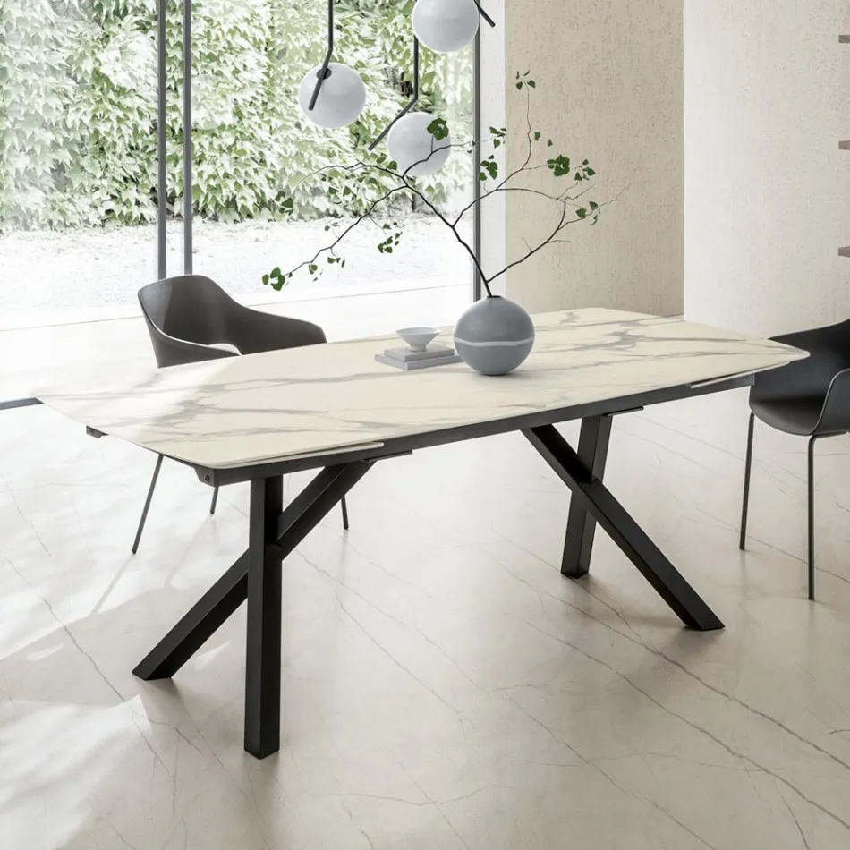 Tavolo a Botte Allungabile a 240 o 280 cm in HPL Stratificato - Dialogo Viadurini