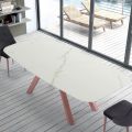Tavolo a Botte Moderno in Ceramica e Acciaio Oro Rosa Made in Italy – Settimmio