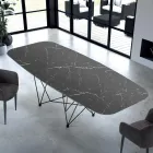 Tavolo a Forma di Botte Moderno in Ipermarmo e Acciaio Made in Italy – Ezzellino Viadurini