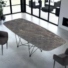 Tavolo a Forma di Botte Moderno in Ipermarmo e Acciaio Made in Italy – Ezzellino Viadurini