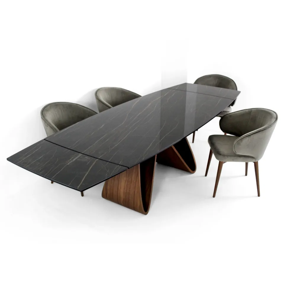 Tavolo Allugabile a 276 cm in Ceramica Noir Desir Made in Italy - Equatore Viadurini