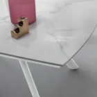 Tavolo Allungabile 140/210x90 cm in Pietra Sinterizzata Effetto Marmo - Atrio Viadurini
