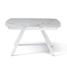 Tavolo Allungabile 140/210x90 cm in Pietra Sinterizzata Effetto Marmo - Atrio Viadurini