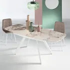 Tavolo Allungabile 140/210x90 cm in Pietra Sinterizzata Effetto Marmo - Atrio Viadurini