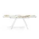 Tavolo Allungabile 140/210x90 cm in Pietra Sinterizzata Effetto Marmo - Atrio Viadurini