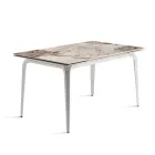 Tavolo Allungabile 160/240x90 cm in Pietra Sinterizzata Effetto Marmo - Samus Viadurini