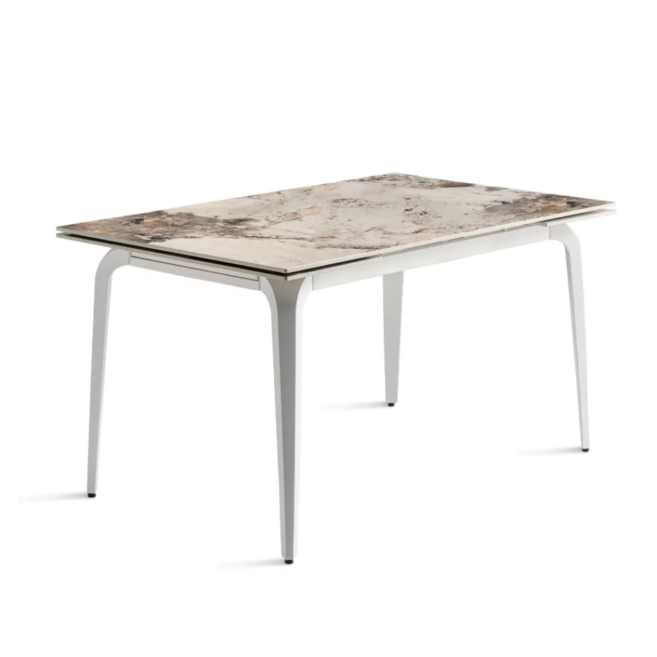 Tavolo Allungabile 160/240x90 cm in Pietra Sinterizzata Effetto Marmo - Samus Viadurini