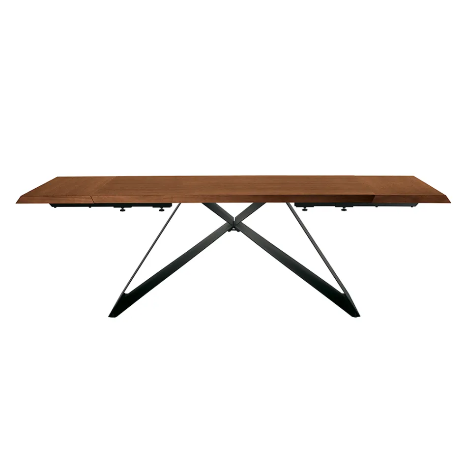Tavolo Allungabile 160/240x90 cm Realizzato in Noce e Ferro - Nodo Viadurini