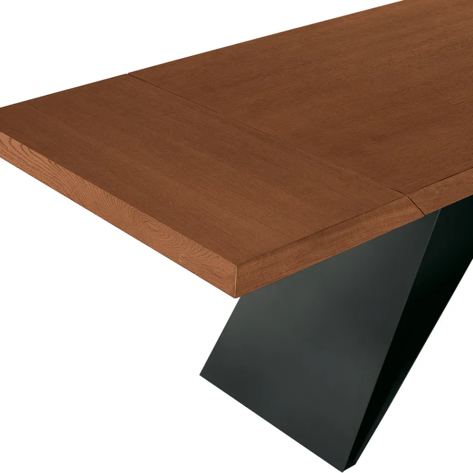 Tavolo Allungabile 160/240x90 cm Realizzato in Noce e Ferro - Nodo Viadurini