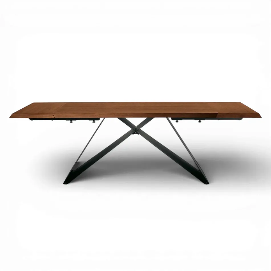 Tavolo Allungabile 160/240x90 cm Realizzato in Noce e Ferro - Nodo Viadurini