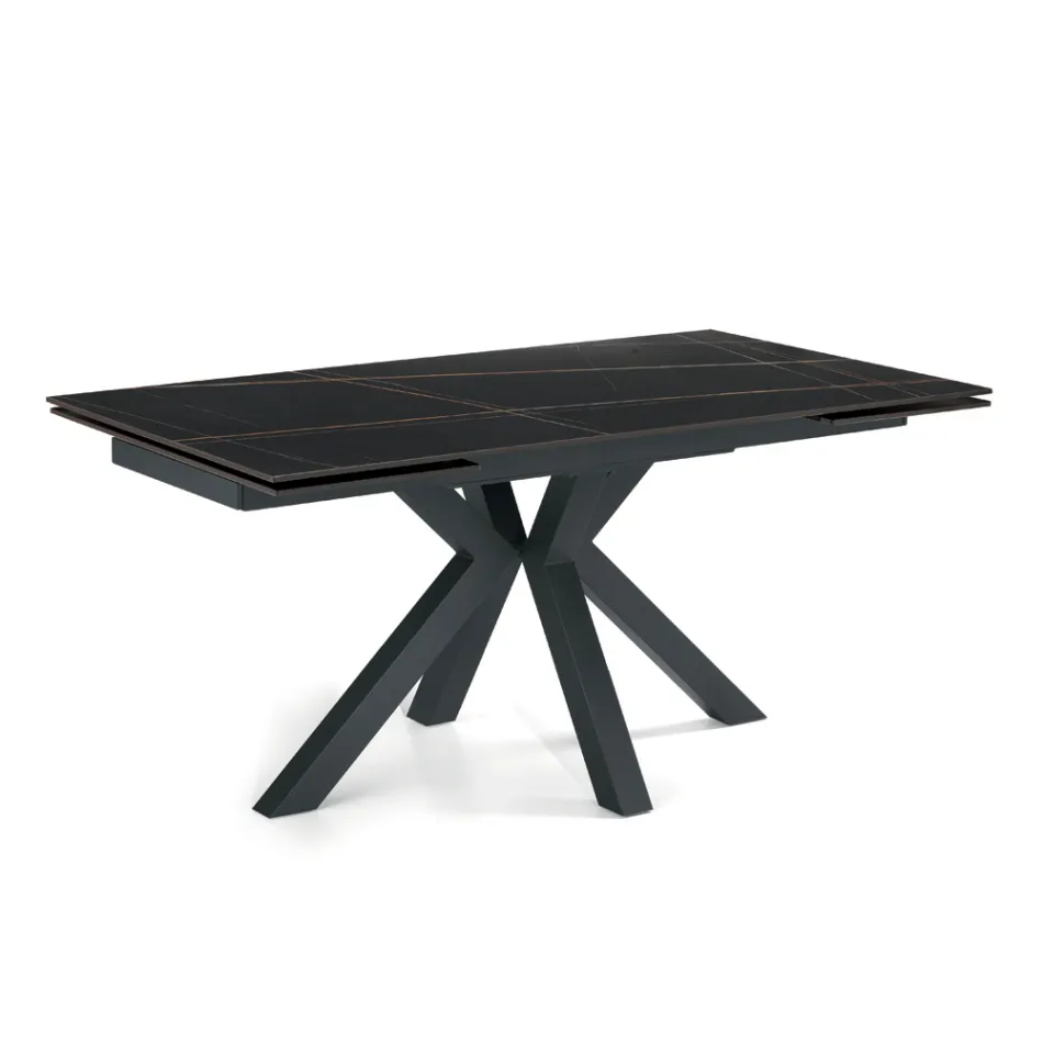Tavolo Allungabile 160/240x91 cm in Pietra Sinterizzata Effetto Marmo - Palazzo Viadurini