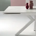 Tavolo Allungabile 160/240x91 cm in Pietra Sinterizzata Effetto Marmo - Palazzo Viadurini