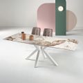 Tavolo Allungabile 160/240x91 cm in Pietra Sinterizzata Effetto Marmo - Palazzo