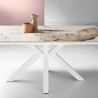 Tavolo Allungabile 160/240x91 cm in Pietra Sinterizzata Effetto Marmo - Palazzo Viadurini