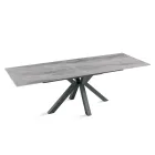 Tavolo Allungabile 160/240x91 cm in Pietra Sinterizzata Effetto Marmo - Palazzo Viadurini