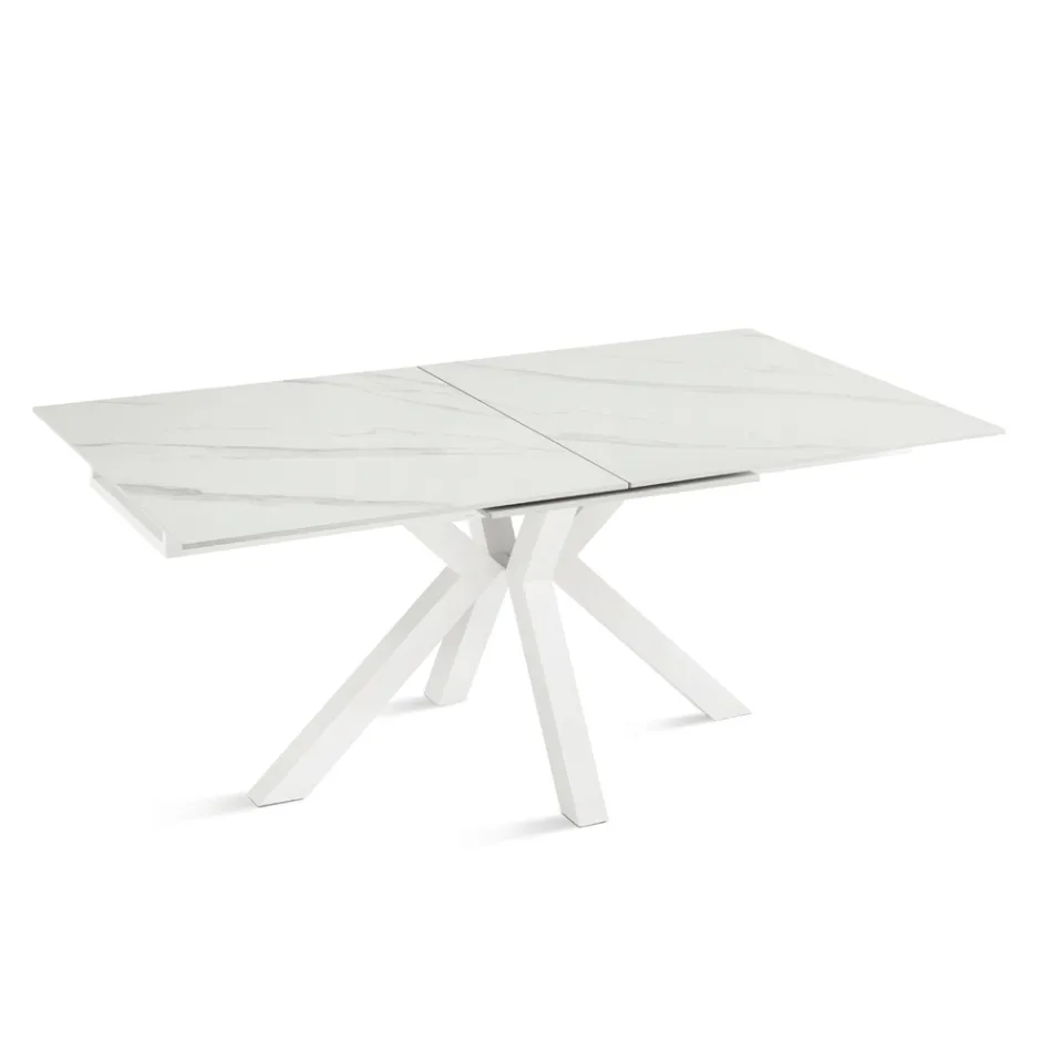 Tavolo Allungabile 180/240x100 cm in Pietra Sinterizzata Effetto Marmo - Loggia Viadurini