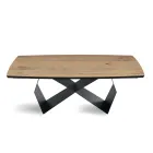 Tavolo Allungabile 200/300x100 in Rovere Impiallacciato e Metallo - Incrocio Viadurini