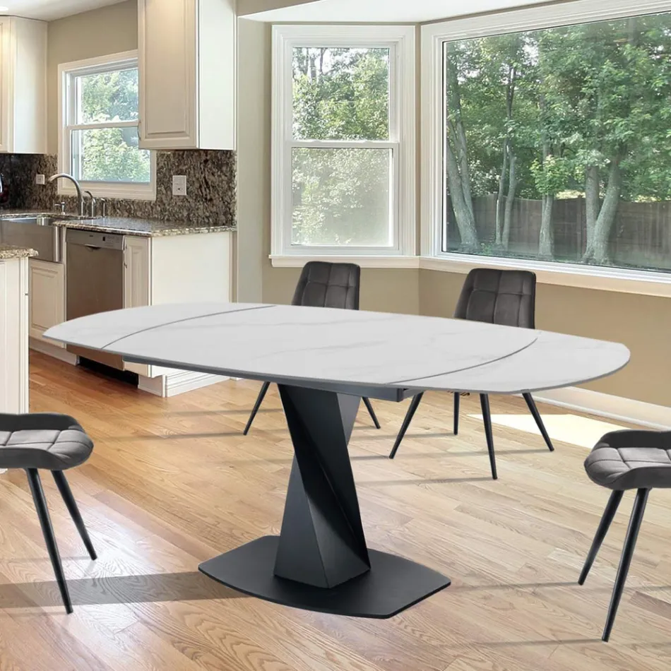 Tavolo Allungabile a 165 cm in Metallo e Ceramica - Boccanera Viadurini