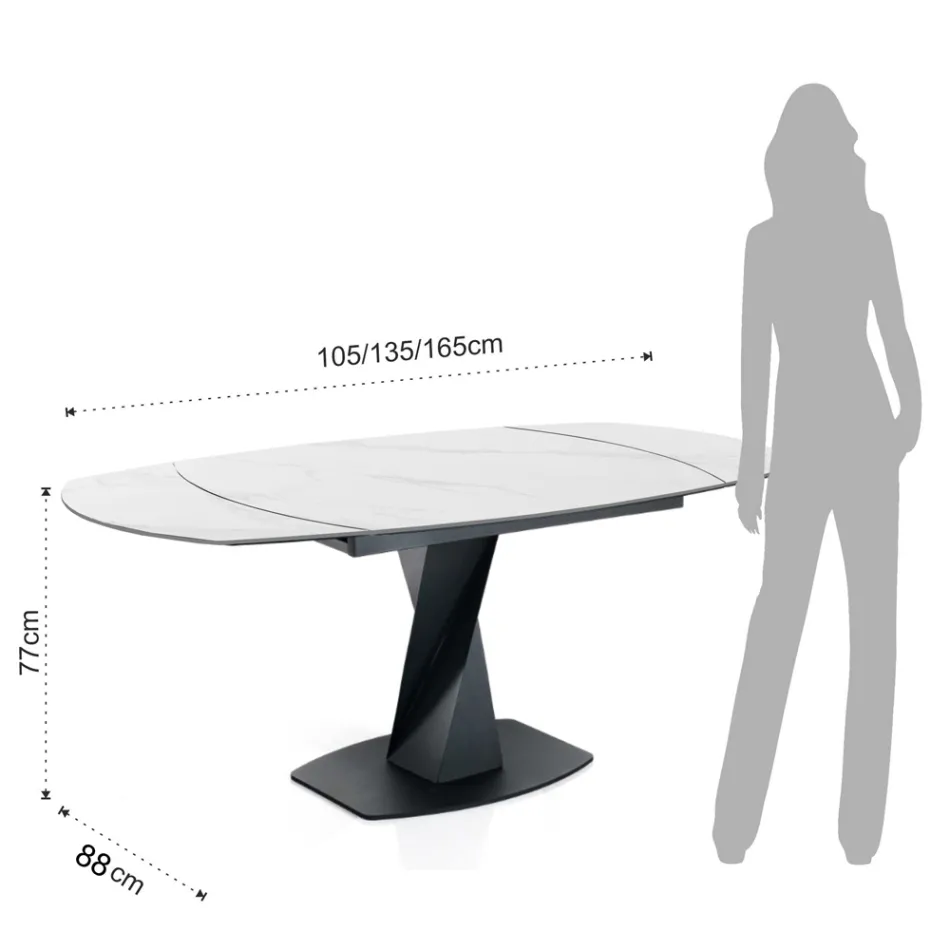 Tavolo Allungabile a 165 cm in Metallo e Ceramica - Boccanera Viadurini