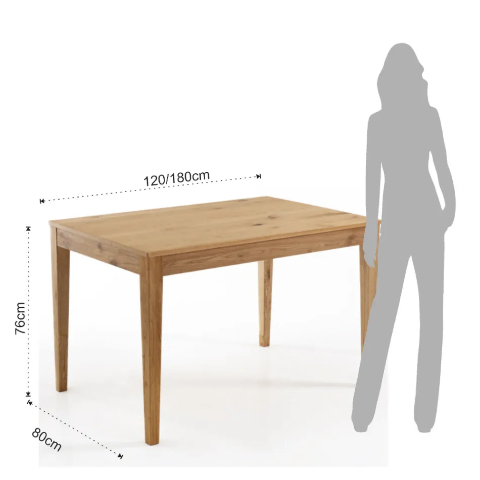 Tavolo Allungabile a 180 cm in Legno Massello di Betulla - Tallio Viadurini