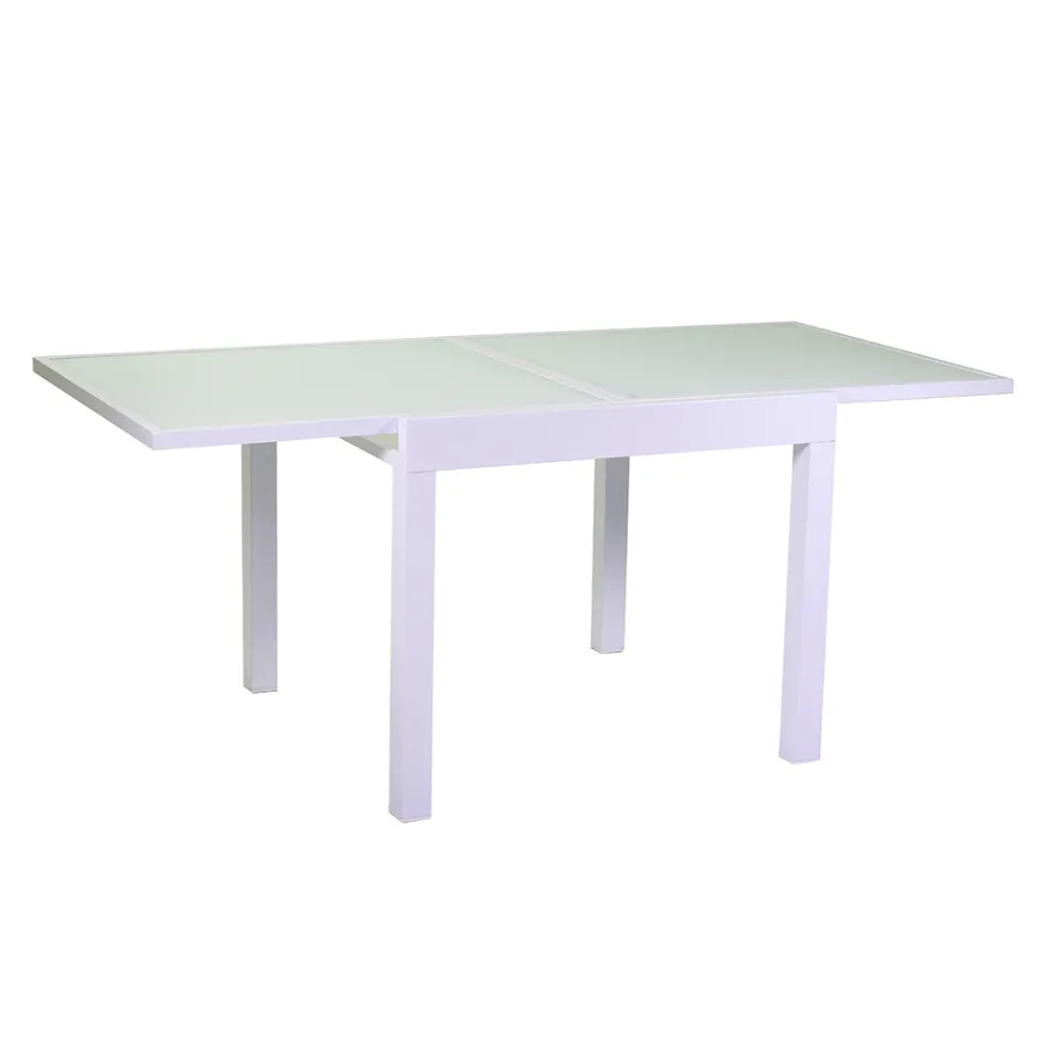 Tavolo Allungabile a 180 cm o 220 cm con Piano in Vetro Temprato - Cartellina Viadurini