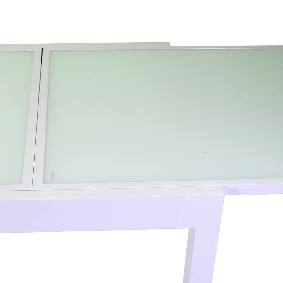Tavolo Allungabile a 180 cm o 220 cm con Piano in Vetro Temprato - Cartellina Viadurini