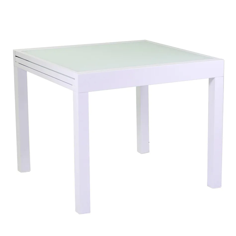 Tavolo Allungabile a 180 cm o 220 cm con Piano in Vetro Temprato - Cartellina Viadurini