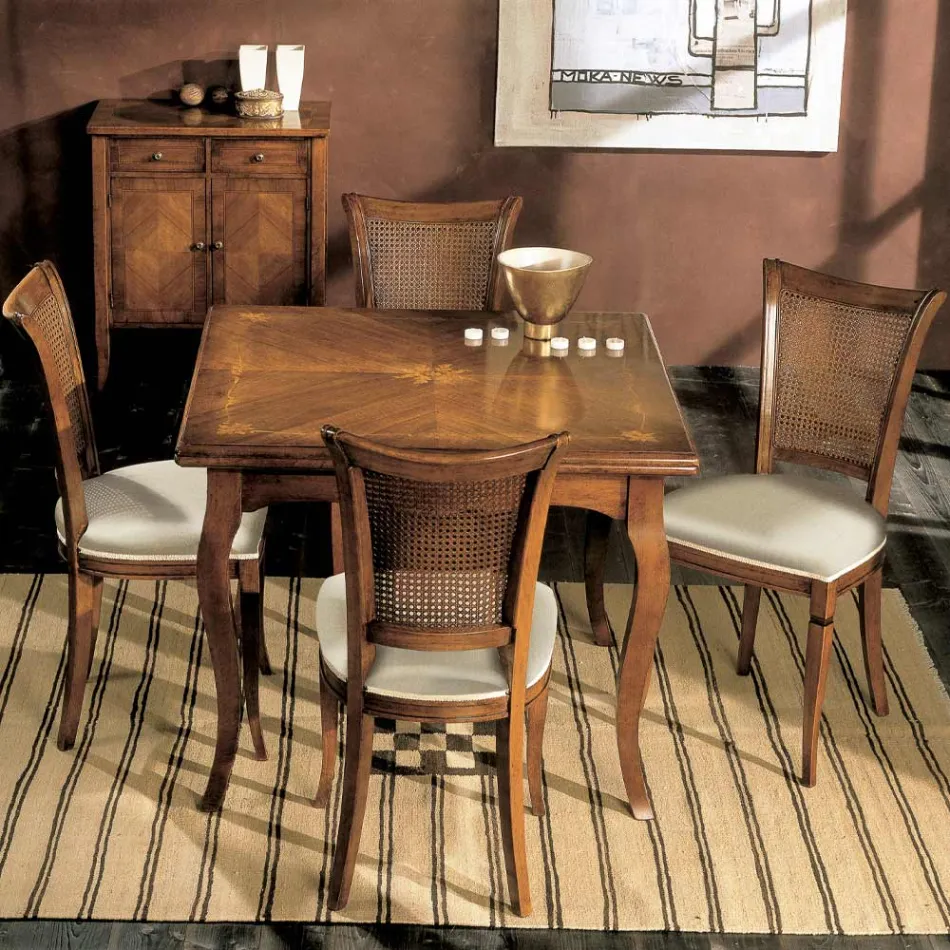 Tavolo Allungabile a 200 cm con 4 Sedie in Legno Bassano Made in Italy - Ambra Viadurini