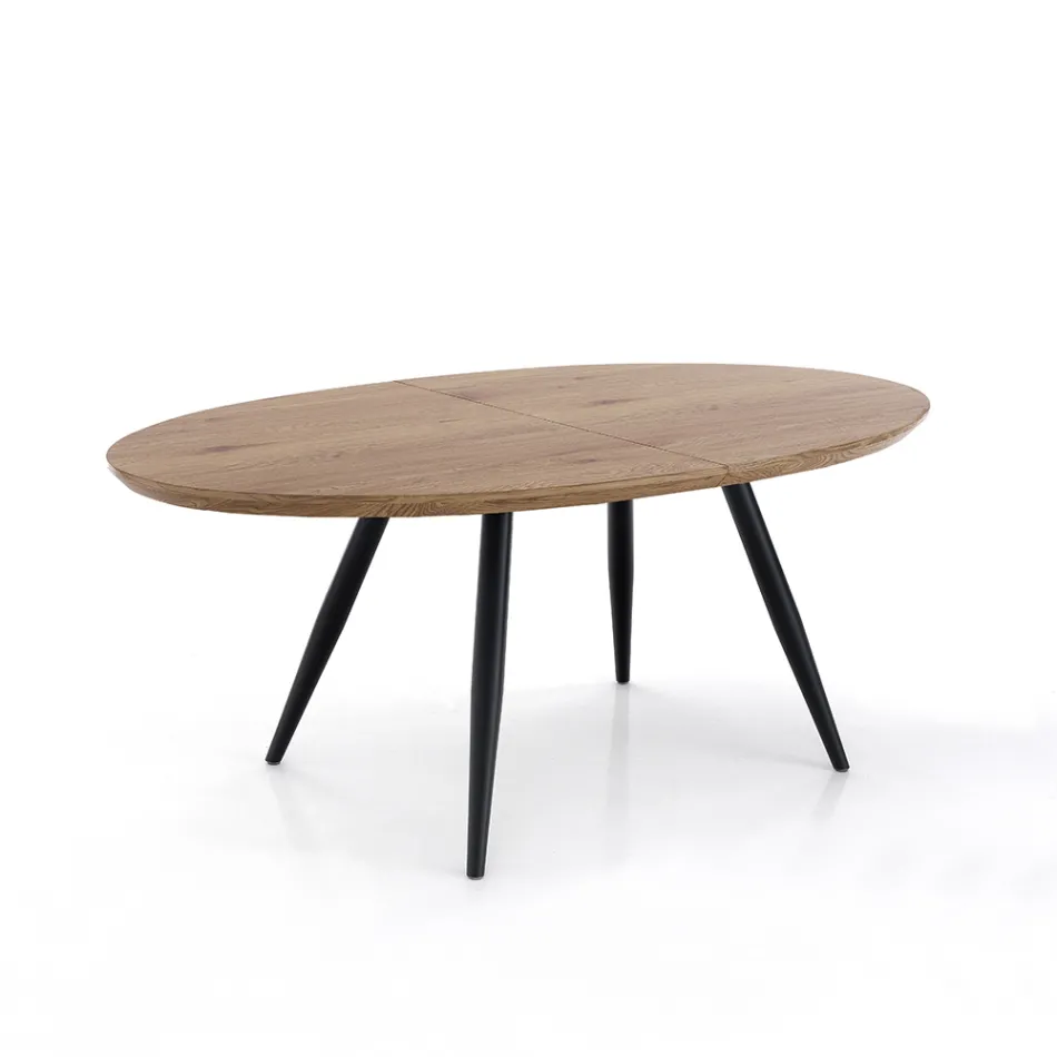 Tavolo Allungabile a 200 cm con Gambe in Metallo Nero - Litio Viadurini