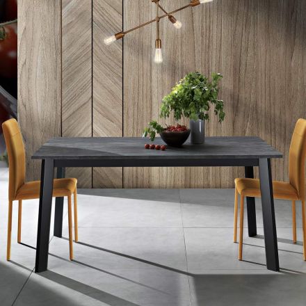 Tavolo Allungabile a 220 cm con Base Faggio Grafite Made in Italy - Toles Viadurini