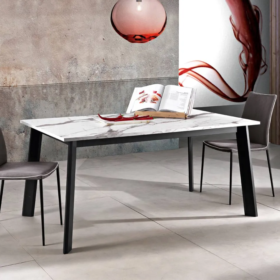 Tavolo Allungabile a 220 cm con Base Faggio Grafite Made in Italy - Toles Viadurini
