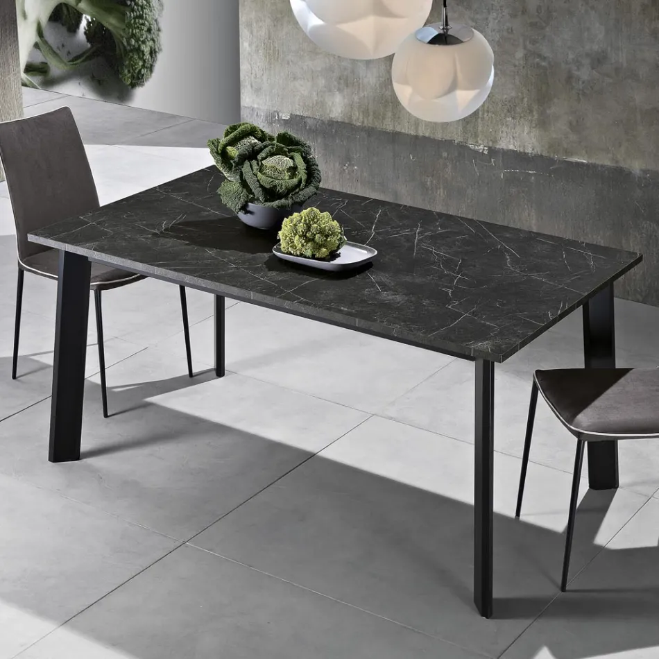 Tavolo Allungabile a 220 cm con Base Faggio Grafite Made in Italy - Toles Viadurini