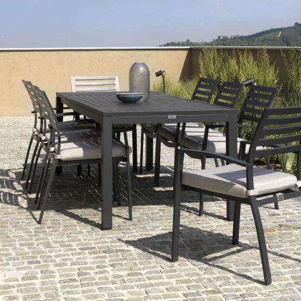 Tavolo Allungabile a 220 cm in Alluminio Antracite per il Giardino - Forbici Viadurini