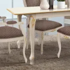 Tavolo Allungabile a 220 cm in Legno Bianco e Oro Made in Italy - Luxury Viadurini