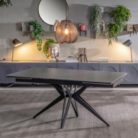 Tavolo Allungabile a 240 cm in Ceramica e Base in Metallo - Bouquet Viadurini