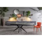 Tavolo Allungabile a 240 cm in Ceramica e Base in Metallo - Bouquet Viadurini