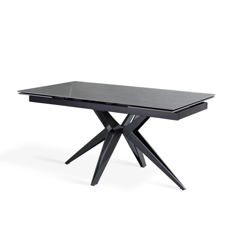 Tavolo Allungabile a 240 cm in Ceramica e Base in Metallo - Bouquet Viadurini