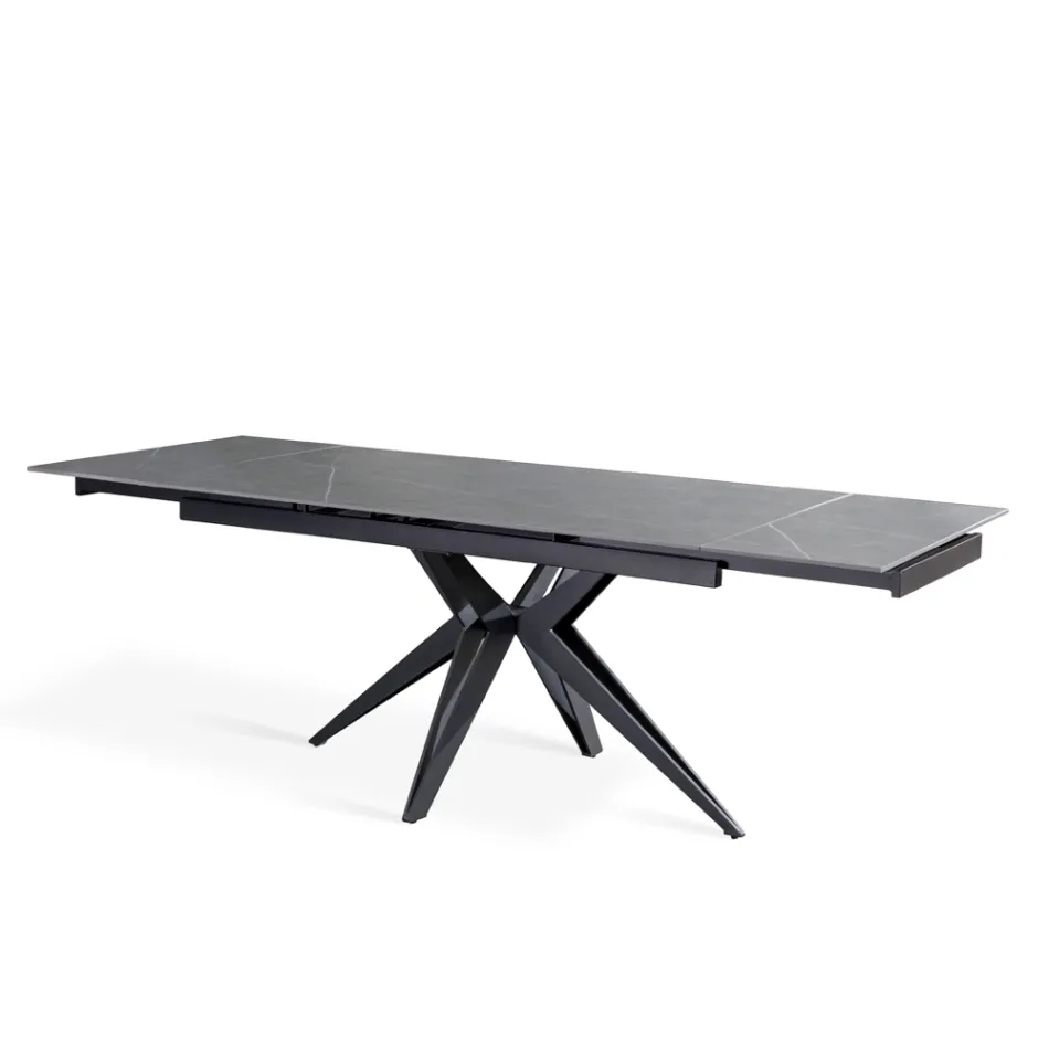 Tavolo Allungabile a 240 cm in Ceramica e Base in Metallo - Bouquet Viadurini