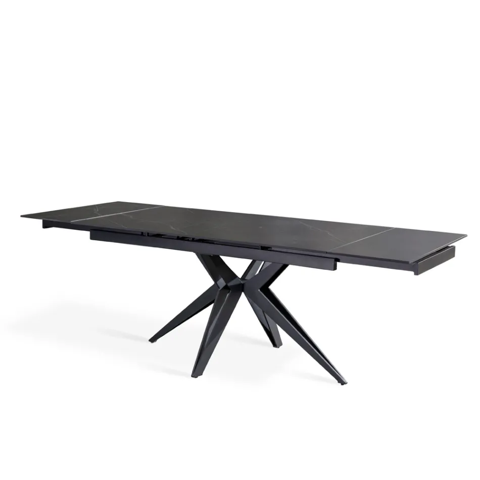 Tavolo Allungabile a 240 cm in Ceramica e Base in Metallo - Bouquet Viadurini
